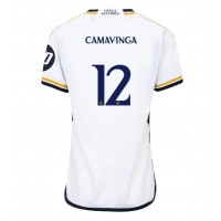 Camisa de Futebol Real Madrid Eduardo Camavinga #12 Equipamento Principal Mulheres 2023-24 Manga Curta